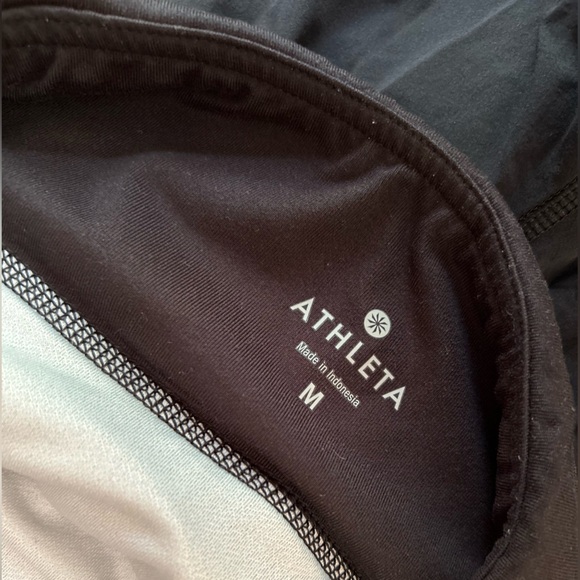 Athleta Women's Black White 3 Inch Running Athletic Shorts Attached Brief Medium - Picture 4 of 8